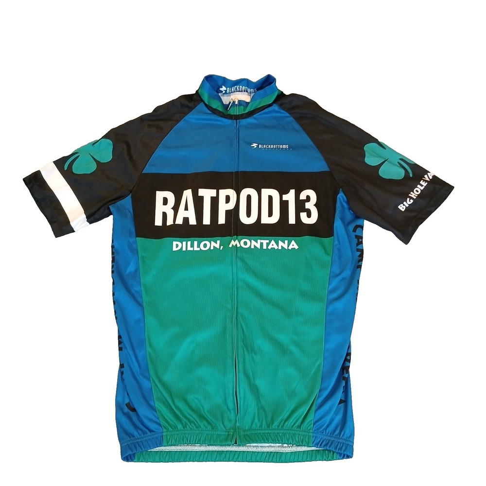 Black Bottoms Cycling Jersey Adult Size M Green Blue RATPOD13 Dillion Montana